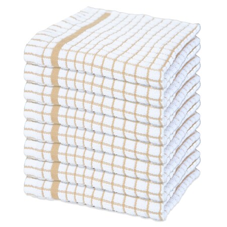 Monarch Brands Classic Checkered Dishcloths , Tan, 8PK P-SC-CHK-DC-TAN
